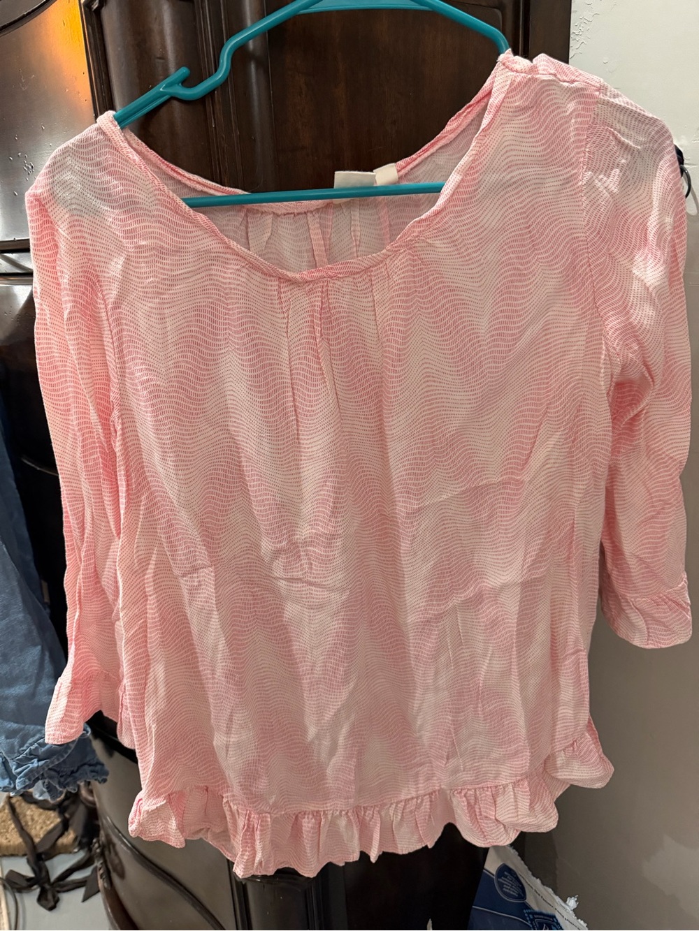 GAP Pink Ruffle-Hem Lightweight Blouse